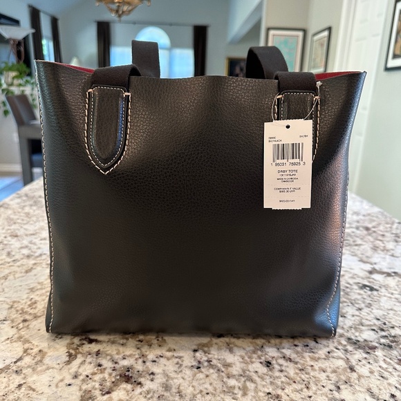 Coach Black Pebble Leather Derby Tote New with Tags Burgundy Red Interior - Picture 5 of 16